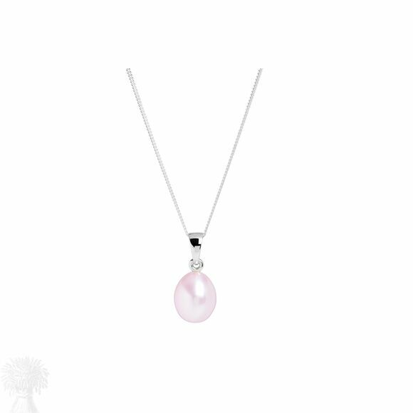 9ct White Gold 9mm Pink Freshwater Pearl Tear Drop Pendant