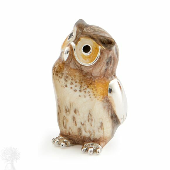 Saturno Silver Enamel Owl Figurine