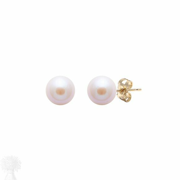 9ct Yellow Gold 7-7.5mm Pink Freshwater Pearl Stud Earrings