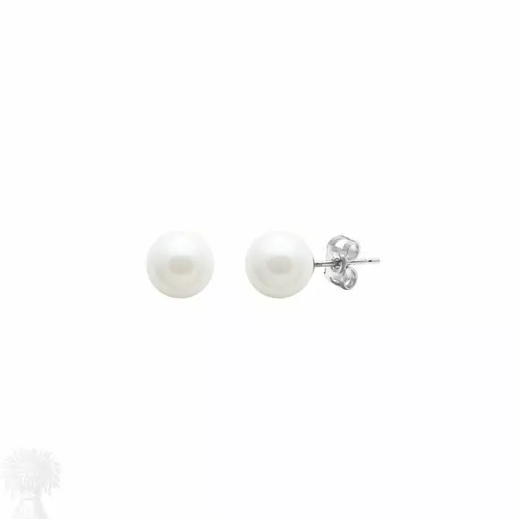 9ct White Gold 5.5-6mm White Freshwater Pearl Stud Earrings