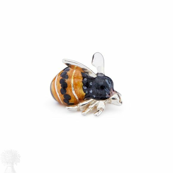 Saturno Silver Enamel Bumble Bee Figurine
