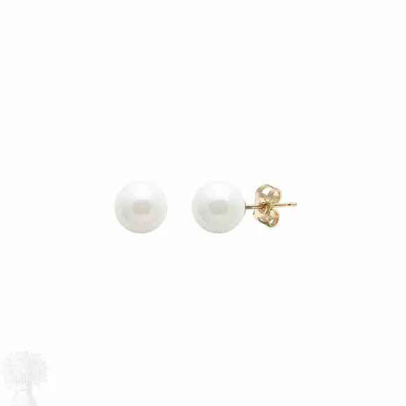 9ct Yellow Gold 5.5-6mm White Freshwater Pearl Stud Earrings