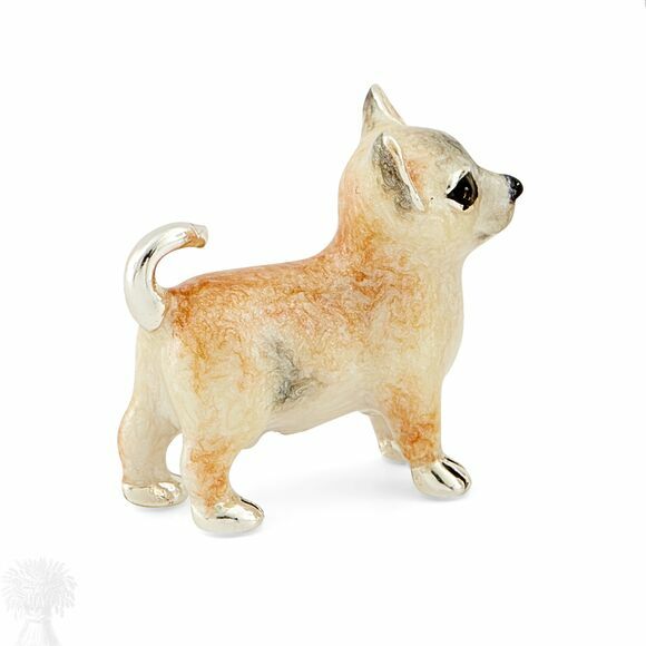 SaturnoSilver Enamel Chihuahua Figurine