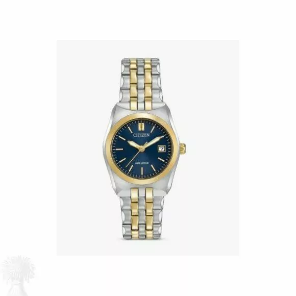 Ladies Bi-Colour Citizen Eco-Drive Date Bracelet Wrist Watch