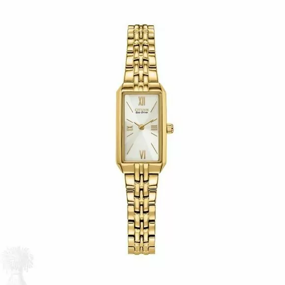 Ladies Gold Plate Citizen Eco-Drive Mother of Pearl Watch