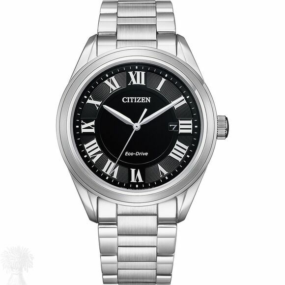 Gents Stainless Steel 'Arezzo' Citizen Eco-Drive Date Watch