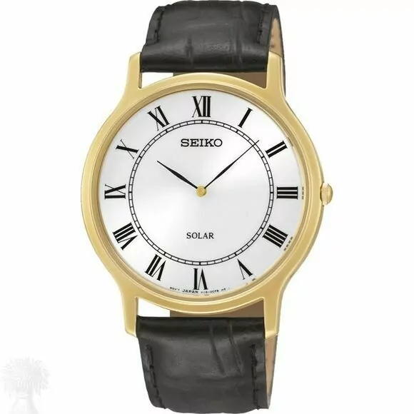 Gents Gold Plated Seiko Solar Strap Watch