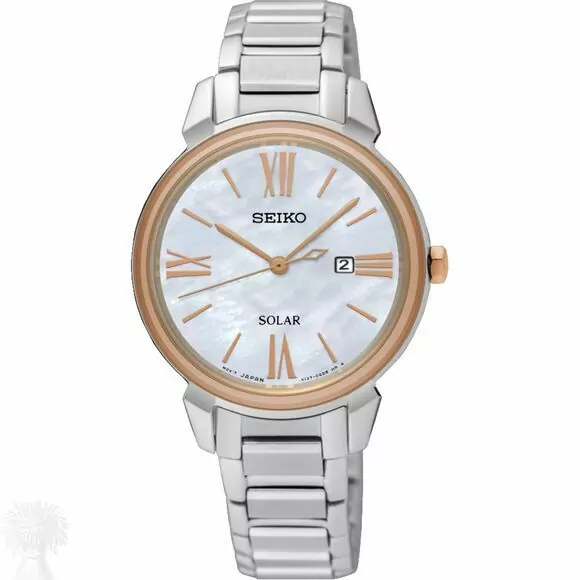 Ladies Bi-Colour Seiko Solar Date Bracelet Watch