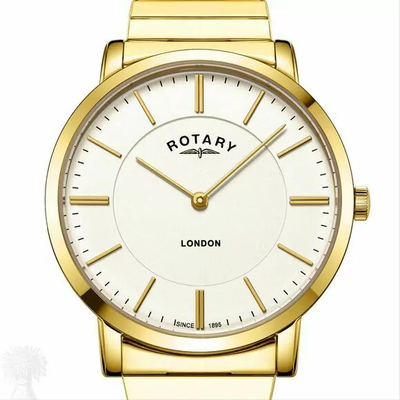 Gents Gold Plated Rotary 'London' Quarts Expandable Watch
