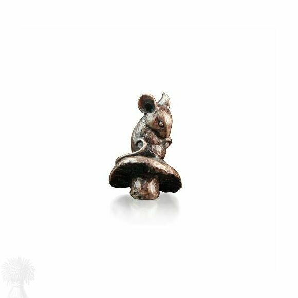 Miniature Solid Bronze - Mouse on Toadstool