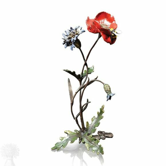 Limited Edition Solid Bronze - Poppy with Cornflower & Bee