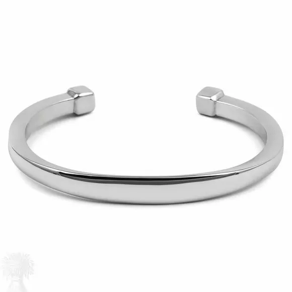 Gents Sterling Silver Square Edge Solid Torque Bangle