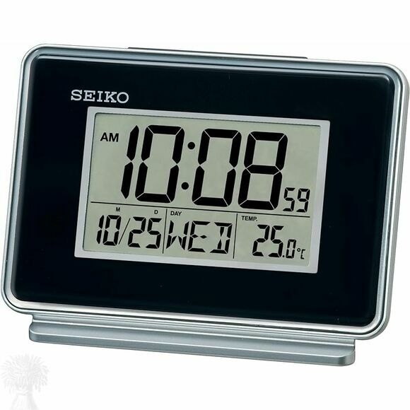Seiko LCD Plastic, Black Rectangular Alarm Clock