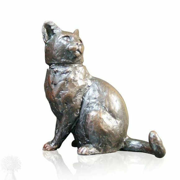 Limited Edition Solid Bronze - Small Cat Sitting with Collar