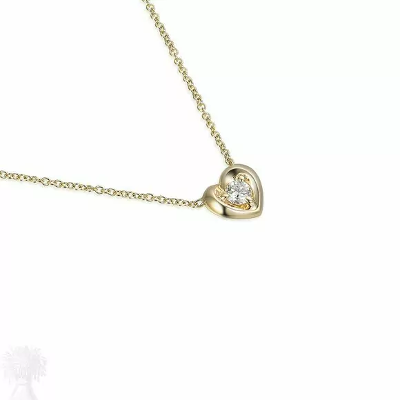 9ct Yellow Gold Diamond Set Heart Necklace