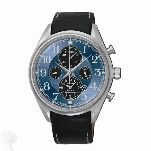Gents Stainless Steel Seiko Solar Chronograph Strap Watch
